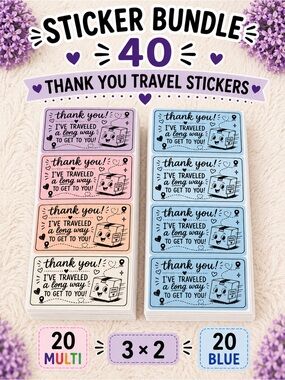 40 stickers 3x2 Traveled a Long Way